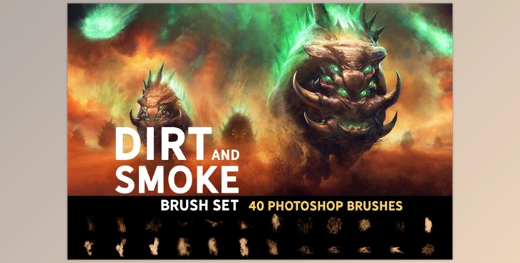 Download Dirt and Smoke Photoshop Brush Set CreativeMarket-5273486 (ABR)