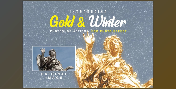 Download Gold And Snow Action // Winter CreativeMarket-5623902 (ATN)