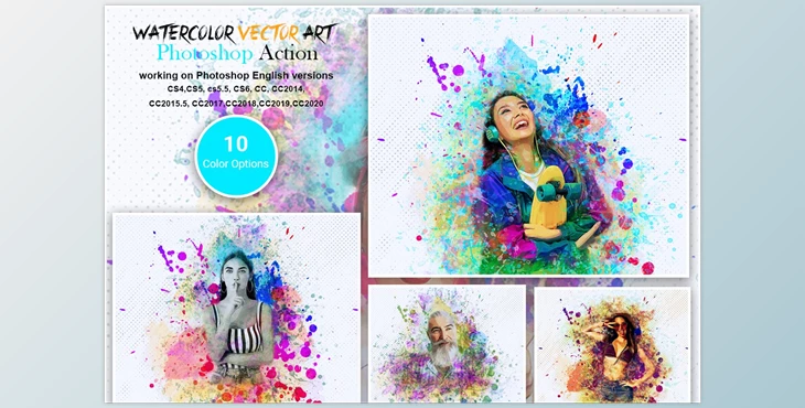 Download Watercolor Vector Art PS Action CreativeMarket-5566054 (ATN, PDF, ABR, PAT)