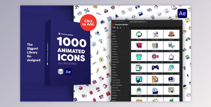 Download PremiumBuilder Animated Icons (Videohive 29597517) - AE Project