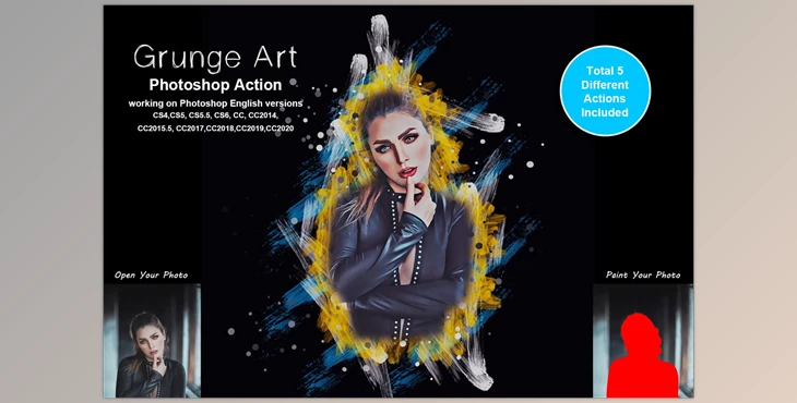 Download Grunge Art Photoshop Action CreativeMarket-5442223 (ATN, ABR, PDF, PAT)