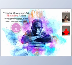 Download Wonder Watercolor Art PS Action CreativeMarket-5604702 (ABR, ATN)