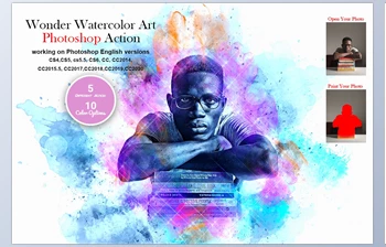 Download Wonder Watercolor <span class='badge badge-warning'>Art</span> PS Action CreativeMarket-5604702 (ABR, ATN)
