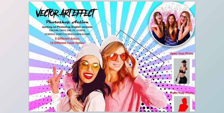 Download Vector Art Effect Photoshop Action CreativeMarket-5514395 (ABR, PDF, ATN, PAT)