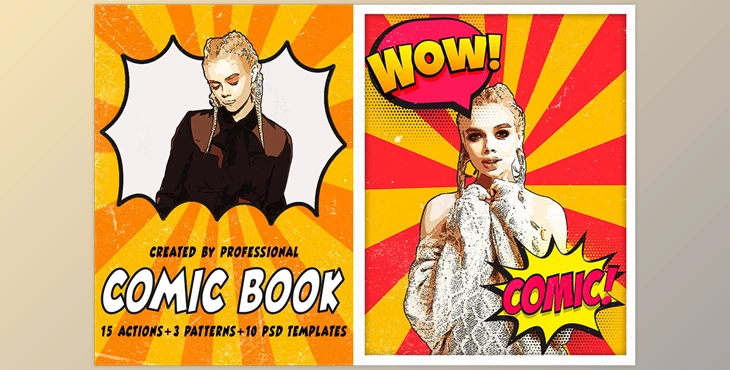 Download Comic Book Photoshop Actions CreativeMarket-5440274 (PSD, PAT, ATN)