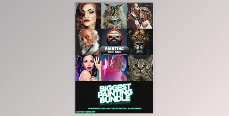Download Painting Biggest Bundle – 10 Photoshop Actions GraphicRiver-29895309 (ATN)