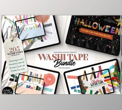 Download 205 Washi Tape Bundle for Procreate (PNG, JPG, BRUSH)