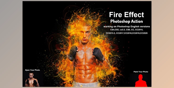 Download Fire Effect Photoshop Action CreativeMarket-5735159 (ABR, ATN)