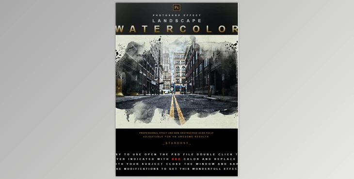 Download Landscape Watercolor – Photoshop Effect GraphicRiver-29914082 (PSD)