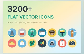 3200+ Flat Vector <span class='badge badge-warning'>Icons</span> (CreativeMarket-261088)