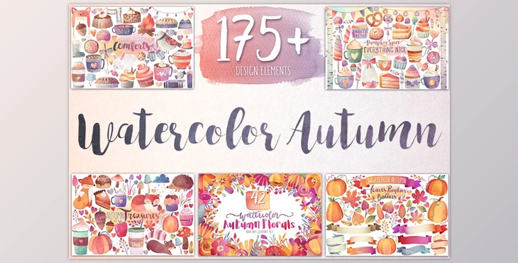 Watercolor Autumn & Winter Bundle (CreativeMarket-959235)