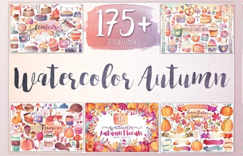 <span class='badge badge-warning'>Watercolor</span> Autumn & Winter Bundle (CreativeMarket-959235)