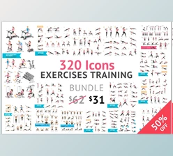 Fitness Aerobic and Exercises Icons, CreativeMarket-1063017