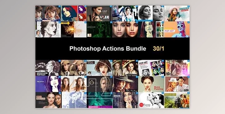Download Photoshop Actions Bundle 30/1 CreativeMarket-5750510 (ATN, PAT, JPG, ABR, ZIP, ASL, CSH, PSD)