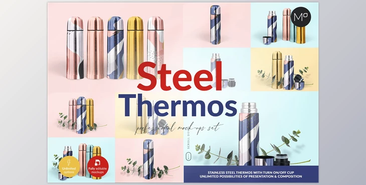 Download Steel Thermos Mock-ups CreativeMarket-5502501 (PSD)