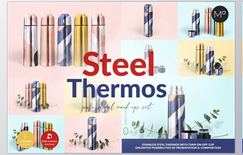 Download Steel Thermos Mock-<span class='badge badge-warning'>ups</span> CreativeMarket-5502501 (PSD)