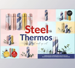 Download Steel Thermos Mock-ups CreativeMarket-5502501 (PSD)