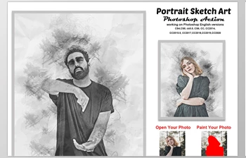 Download Portrait Sketch <span class='badge badge-warning'>Art</span> Photoshop Action CreativeMarket-5814489 (ATN, PAT, ABR)