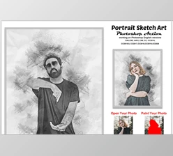 Download Portrait Sketch Art Photoshop Action CreativeMarket-5814489 (ATN, PAT, ABR)