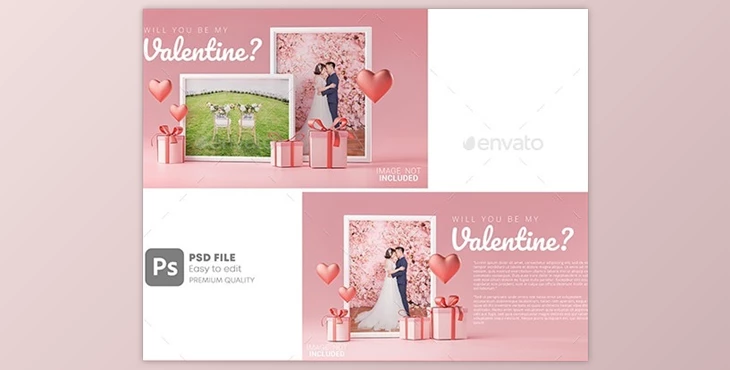 Download Photo Frame Mockup Template Love Heart Valentine Wedding Invitation Card Design GraphicRiver-30090490 (PSD)