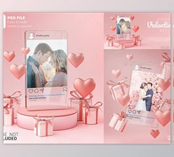 Download Instagram Post Mockup on Glass Template Valentine Wedding Love Heart Shape and Gift Box 3D Rendering – GraphicRiver  30090315 (PSD)
