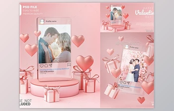 Download Instagram Post Mockup on Glass Template Valentine Wedding Love Heart Shape and Gift Box <span class='badge badge-warning'>3D</span> Rendering – GraphicRiver  30090315 (PSD)