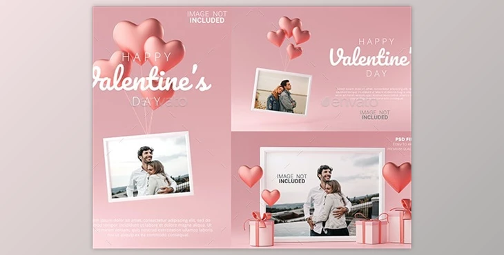 Download Portrait Photo Frame Mockup Template Love Heart Ballon and Gift Box 3D Rendering GraphicRiver-30090480 (PSD)