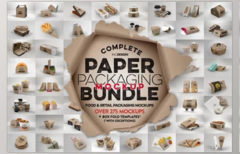 Download BUNDLE - <span class='badge badge-warning'>Paper</span> Packaging Mockup CreativeMarket-2513245