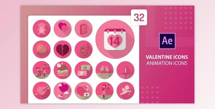 Download Valentine Animation Icons | After Effects (Videohive 30291301) - AE Project
