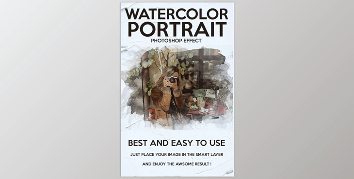 Download Watercolor Portrait Photoshop Effect GraphicRiver-30045297 (PSD, ABR)