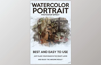 Download Watercolor Portrait Photoshop <span class='badge badge-warning'>Effect</span> GraphicRiver-30045297 (PSD, ABR)