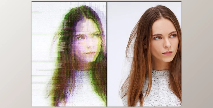 Download Glitch Distortion Effect Mockup on White (PSDT)