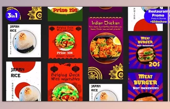 Restaurant InstaStories+Posts+<span class='badge badge-warning'>Slides</span> – Motionarray 774346
