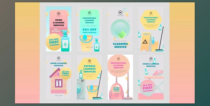 Cleaning Services Stories Pack – Motionarray 778043