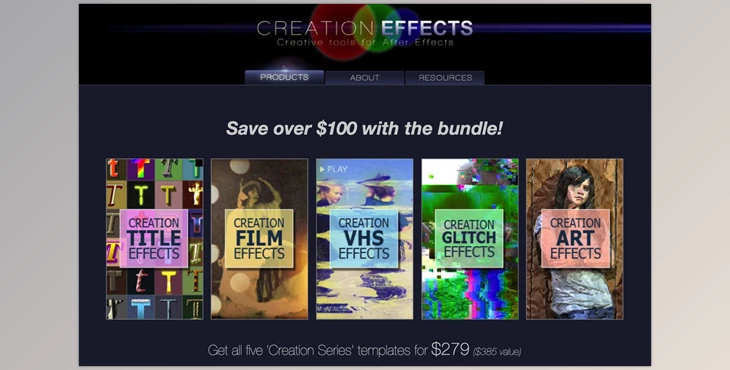 Download Creation Effects Bundle – These popular After Effects templates offer a huge variety of custom effects and presets.