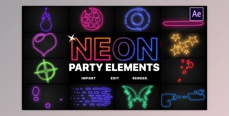 Download Neon Party Elements | After Effects (Videohive 26517821) - AE Project