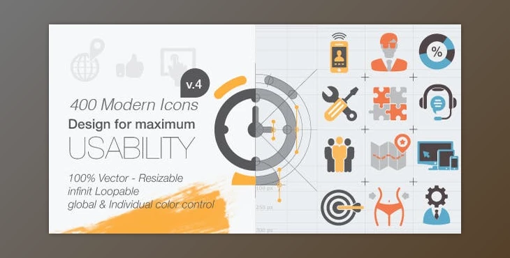 Download 400 Animated Icons (Videohive 9564055) - AE Project