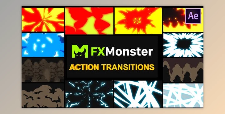 Download Cartoon Action Transitions - After Effects (Videohive 26031247) - AE Project