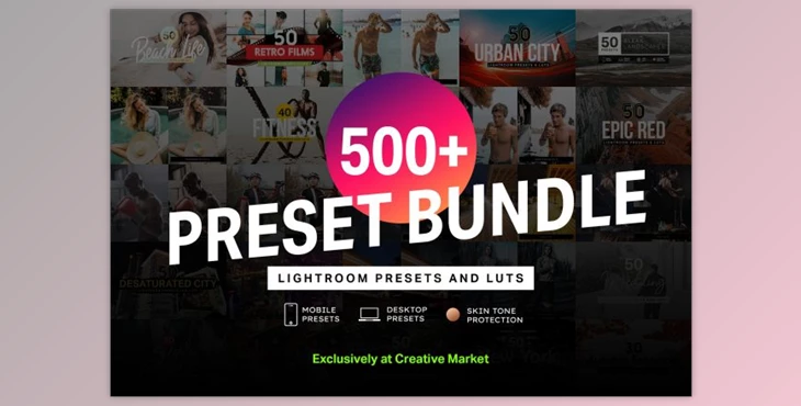 Download 500+ Lightroom Presets & LUTs Bundle CreativeMarket 4282364