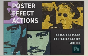Download Poster Retro Color <span class='badge badge-warning'>Effect</span> Photoshop CreativeMarket-4889884 (ATN, ABR)