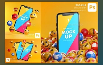 Smartphone Emoji Mockup <span class='badge badge-warning'>Pack</span> (GraphicRiver-28404183)
