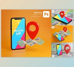 GraphicRiver Smartphone Red GPS Pin Point On Map Mockup Pack