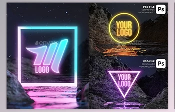 Neon Water Terrain Logo <span class='badge badge-warning'>Mockup</span> <span class='badge badge-warning'>Set</span> GraphicRiver-28404134