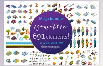 CreativeMarket - <span class='badge badge-warning'>Mega</span> Isometric Set 1493905
