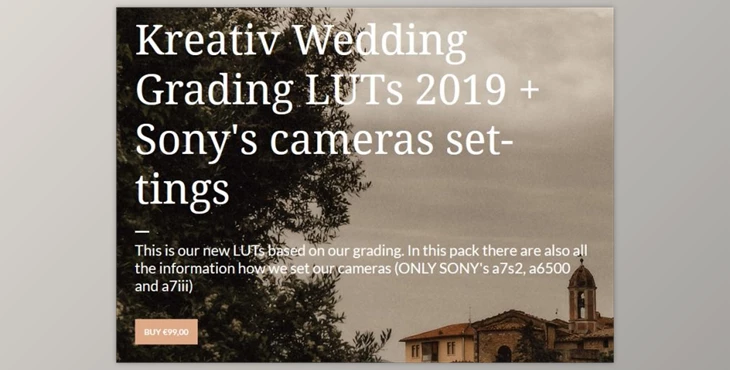 Download Kreativ Wedding Grading LUTs 2019 + Sony’s cameras settings
