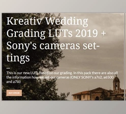 Download Kreativ Wedding Grading LUTs 2019 + Sony’s cameras settings