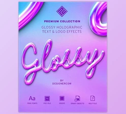 Download Glossy Holographic Text & Logo Effects – Collection GraphicRiver-30636001