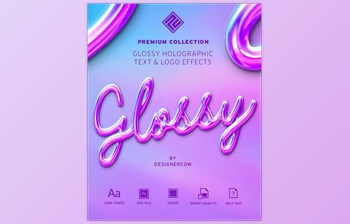 Download Glossy Holographic Text & Logo Effects – <span class='badge badge-warning'>Collection</span> GraphicRiver-30636001