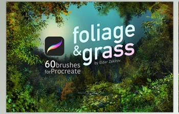 Download 60 Foliage & Grass <span class='badge badge-warning'>Procreate</span> brushes CreativeMarket-5760856