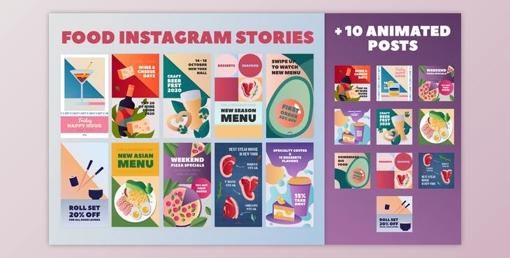 Download Food Instagram Stories and Posts Pack (Videohive 28882543) - PR Project